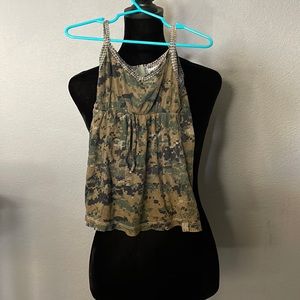 Girls Marine digital pattern tank top